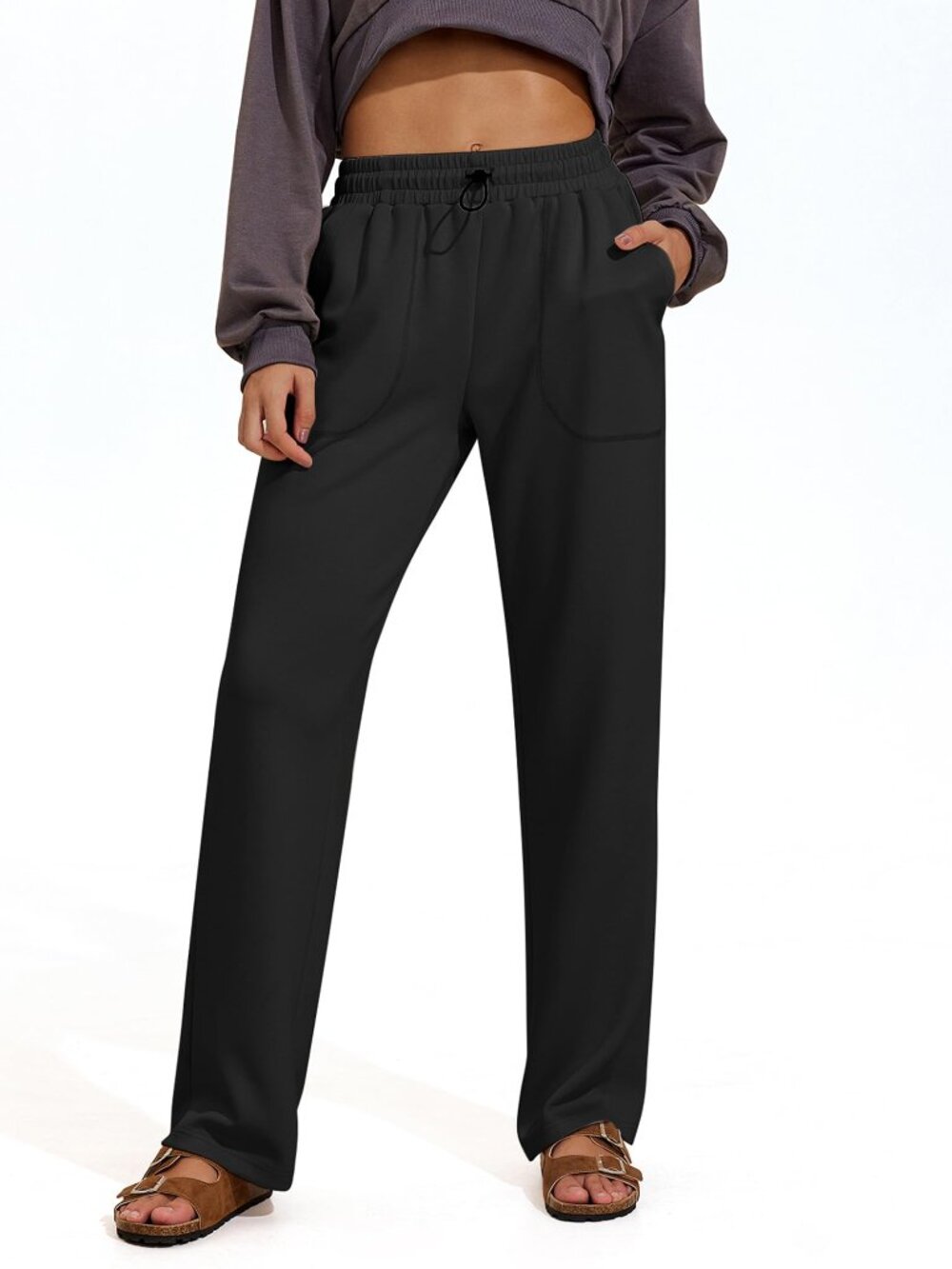 PINSPARK Womens Sweatpants Straight Leg Casual Loose Lounge Pants Comfy Baggy Tr